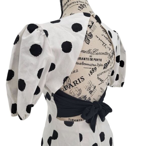 Idem Ditto Puff Sleeve Polka Dot Bow Back Mini Dress NWT Small - Picture 3 of 5